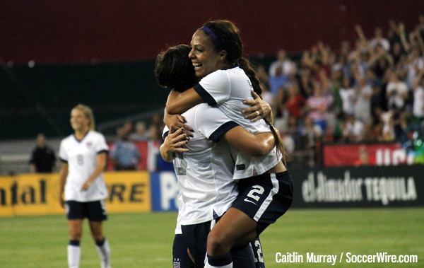 Sydney Leroux celebrates a goal on Sept. 3, 2013