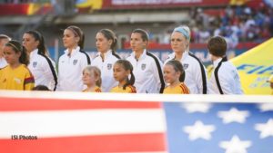 OTTAWA, Canada - Friday June 26, 2015: The United States of America (USA) defeats The People's Republic of China (China PR) 1-0 in the Quarter-finals of the FIFA Women's World Cup Canada 2015 at Lansdowne Stadium.