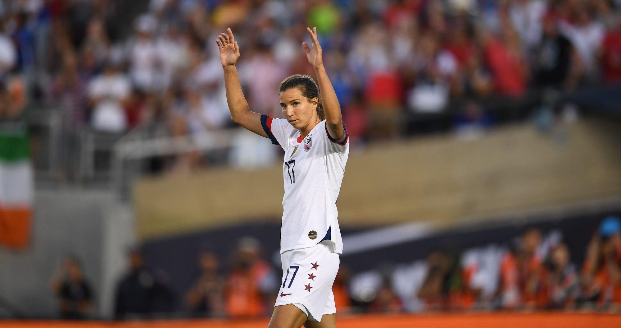 Tobin Heath #17 scores and celebrates